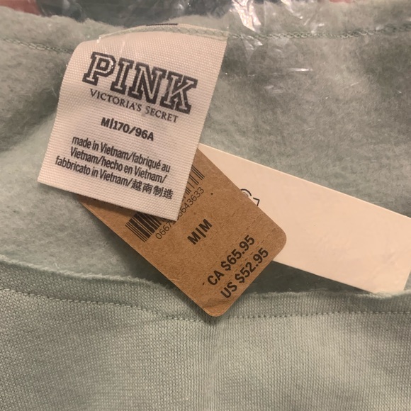 PINK Victoria’s Secret Sage FLEECE CROPPED SWEATSHIRT medium - Picture 7 of 7